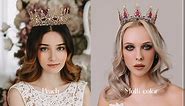 AW BRIDAL Crowns for Women - Baroque Queen Crown, Vintage Wedding Tiara for Bride Crystal Headpieces for Halloween Costume Party Prom Pageant Party Quinceanera Birthday, Bronze