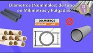 Diámetros (Nominales) de tubos en Milímetros y Pulgadas