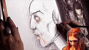 Victoria Francés drawing a vampire