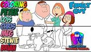 How to Color Peter Griffin, Lois, Chris, Meg, Stewie and Brian - Family Guy Coloring Page