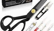 Sewing Scissors for Fabric Cutting – Heavy Duty Scissors – Ultra Sharp Sewing Shears for Quilting, Sewing, and Dressmaking with Tape Measure, Thread Snips, 3 Seam Rippers Black