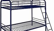 DHP Twin-Over-Twin Bunk Bed with Metal Frame and Ladder, Space-Saving Design, Navy Blue
