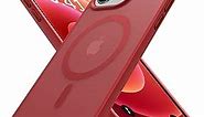 Magnetic for iPhone 12 Case/iPhone 12 Pro Case, [10FT Military Drop Tested] [Compatible with MagSafe] Shockproof Protective Slim Translucent Matte Hard Back Case for iPhone 12/12 Pro, Red