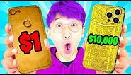 REVIEWING $1 vs $10,000 IPHONE! (CAN YOU GUESS THE PRICE OF THESE CRAZY IPHONE PRODUCTS?)