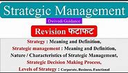 1| Strategic management | strategy meaning | level of strategy | strategic management process
