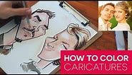How To Draw Caricatures - Coloring with Markers and Pastels