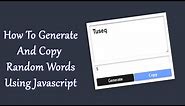 How To Create A Random Word Generator Using Javascript