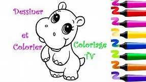 Comment dessiner HIPPOPOTAME | Coloriage HIPPOPOTAME | Coloriage magique | Coloriage |