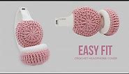 😍 This would go great on your Headphones! Easy Fit Crochet Headphone Cover 🎧