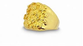 24k Gold Ring For Men | Solid 24K Yellow Gold Extra Large Diamond Cut Mens Nugget Ring, Size 5 - 11, Jahda