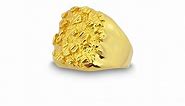 24k Gold Ring For Men | Solid 24K Yellow Gold Extra Large Diamond Cut Mens Nugget Ring, Size 5 - 11, Jahda