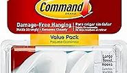 Command Bath Large Towel Hook Value Pack, Clear Frosted, 3-Large Hooks, 3-Water-Resistant Strips, Organize Damage-Free