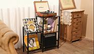 ikkle Record Player Stand with Vinyl Storage, Turntable Stand Holds Up to 200 Albums, Vinyl Record Player Table Holder for Living Room Bedroom (Patent)