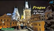 Prague at Night: Charles Bridge, Old Town & Christmas Market – Czech Republic (Czechia) 4K