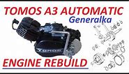TOMOS 50cc A3 GENERALKA AVTOMATIK AUTOMATIK MOTOR AUTOMATIC, moped engine rebuild, overhaul