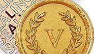 50Pcs Gold Letter V Adhesive Wax Seal Stickers, Hand-Made, No Need Seal Stamp, Tear and Use Wax Stickers for Wedding Invitations, Envelopes, Christmas Gift