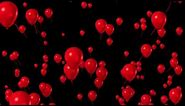 Flying Red Balloons Animation in Black Screen Background