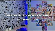 ‧₊˚aesthetic anime room makeover :: manga wall, posters, leds, polaroids + [w/iheartkay - pt.2]→༄