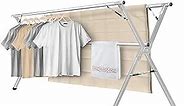 Sillars Clothes Drying Rack, 79 inches Laundry Drying Rack Clothing Foldable & Collapsible Stainless Steel Heavy Duty Clothing Drying Rack with Windproof Hooks for Indoor Outdoor