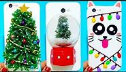 DIY PHONE CASES! DIY Christmas Phone Projects & iPhone Cover Decorations