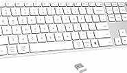 AUSDOM Wireless Bluetooth Keyboard Full Size: Multi-Device Slim Quiet USB Rechargeable Sleek Flat Keyboard, Low-Profile Silent External Cordless Keyboard for PC/Laptop/Computer/Windows/Mac, White