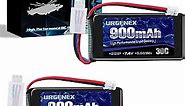 URGENEX 7.4V Lipo Battery 2S 30C 900mAh Rechargeable Lipo Battery with PH2.0 Plug Compatible with Most 1/10, 1/16, 1/18, 1/24 Scale RC Cars Trucks
