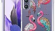 CCFUNCASE Compatible with Samsung Galaxy S24 Case Clear Cute for Women - Rugged Phone Case Funda Protector Cover Skin para Galaxy S24 (Rainbow Dreamlike Flamingos Bird Art Animal)