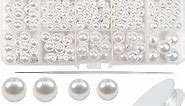 TOAOB 1400pcs White Pearl Beads for Jewelry Making 3mm to 14mm Plastic Pearl Beads Loose Round Faux Pearl Beads with Holes for DIY Crafts Earring Necklace Vase Filler and Home Decoration