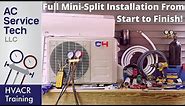 Full Installation of Mini Split Ductless Unit, Step by Step!