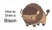 How to Draw a Bison / Buffalo (Cartoon)