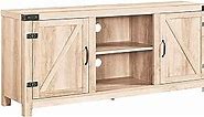 Walker Edison Georgetown Modern Farmhouse Double Barn Door TV Stand for TVs up to 65 Inches, 58 Inch, White Oak