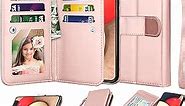 NJJEX Wallet Case for Samsung Galaxy A02S, for Galaxy A02S Case, [9 Card Slots] PU Leather Credit Holder Folio Flip [Detachable] Kickstand Magnetic Phone Cover & Lanyard for Samsung A02S [Rosegold]