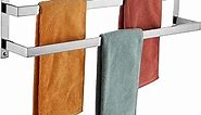 KOKOSIRI Towel Bars Bath Towel Holders 32 Inches Chrome Bathroom 2-Tiers Ladder Towel Rails Wall Mounted Towels Shelves Rack Polished Stainless Steel, B5008CH-L32