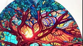 My Photostation.com 43Wx27H'' Tempered Glass Wall Art-Stained Wall Art -Life of Tree Wall Decor-Glass Printing -Large Wall Art-Wall Hangings-Stained Window Decor