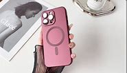 ankofave Magnetic Case for iPhone 15 Pro Phone Case for Women, Cute Matte Luxury Soft Metallic Luster Design with Camera Lens Protector, Compatible with Magsafe Case for iPhone 15 Pro 6.1"-Red Wine