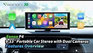Introducing Eonon P4 Portable Car Stereo w/ Apple CarPlay & Android Auto & 4K Dashcam & Rear Camera