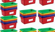 Outus 60 Pack Book Bins for Classroom Plastic Cubby Bins Toy Bins for Kids Storage and Organizer Containers with 120 Pcs Self Adhesive Label for Classroom Library School Office Home