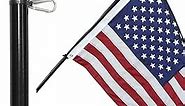 Flag Pole for House - 6 ft Heavy-Duty Aluminum Tangle Free Spinning Flag Pole with Metal Mounting Rings - Outdoor Wall Mount Flagpole for Residential Commercial (Black, 6')