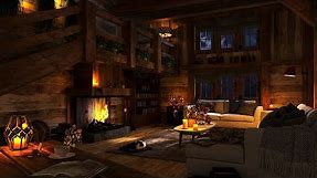 Go to Sleep in this Cozy Cabin Ambience with Fireplace and Heavy Rain Sounds