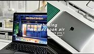  m1 macbook air space gray | unboxing essentials + live wallpaper