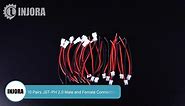INJORA 10 Pairs Tiny Whoop JST-PH 2.0 Male and Female Connectors, Mini Micro JST 2.0 PH 2-Pin Connector Plug with 80mm 22AWG Silicone Wire, for RC Battery JJRC H36 H67 Blade Inductrix E010 E013
