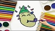 How To Draw Party Emoji Face | Smiley Faces Drawing | Easy Art Tutorial For Kids