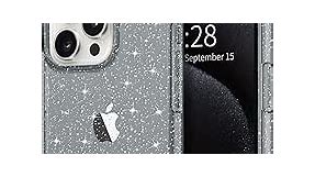 Hython Case for iPhone 15 Pro Max Case Glitter, Cute Clear Glitter Sparkly Shiny Bling Sparkle Cover, Anti-Scratch Soft TPU Slim Fit Shockproof Protective Phone Cases for Women Girls, Black Glitter