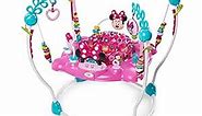 Bright Starts Disney Baby MINNIE MOUSE PeekABoo Baby Activity Center Jumper with 8 Toys, Lights & Sounds, 360-Degree Seat, 6-12 Months (Pink/Blue)