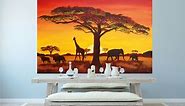 GREAT ART Wallpaper Sunset in Africa – African Landscape Safari Serengeti Mural (82.7 Inch x 55 Inch