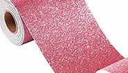 FunStick Hot Pink Glitter Wallpaper Border Stick and Peel Removable Wall Border Trim for Girls Bedroom Mirror Border for Bathroom Peel and Stick Wallpaper Borders Glitter Contact Paper Decor 3.9"x200"