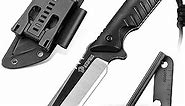 NedFoss Tactical Survival Knife with Fire Starter, Kydex Sheath, 440C Steel Blade, G10 Handle - Camping Gift for Men