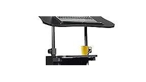 Tangkula Mobile Laptop Podium, Height Adjustable Podium Stand, Standing Desk, Rolling Desk Laptop Cart with Swivel Top & Movable Wheels