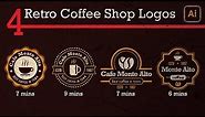 Retro Coffee Shop Logo Designs in Adobe Illustrator