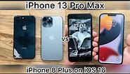iPhone 13 Pro Max vs iPhone 8 Plus iOS 16
